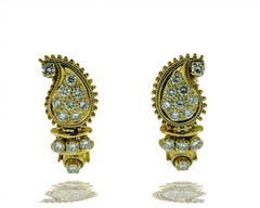 Diamond Filigree Earrings 18k Yellow and White Gold