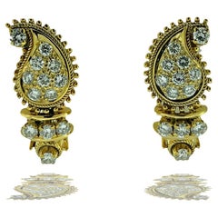 Diamond Filigree Earrings 18k Yellow and White Gold