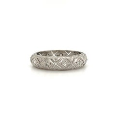 Diamond Filigree Engraved Platinum Eternity Band Ring