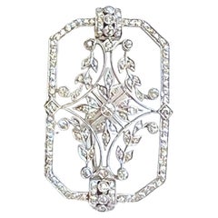 Antique Diamond Filigree Platinum Brooch