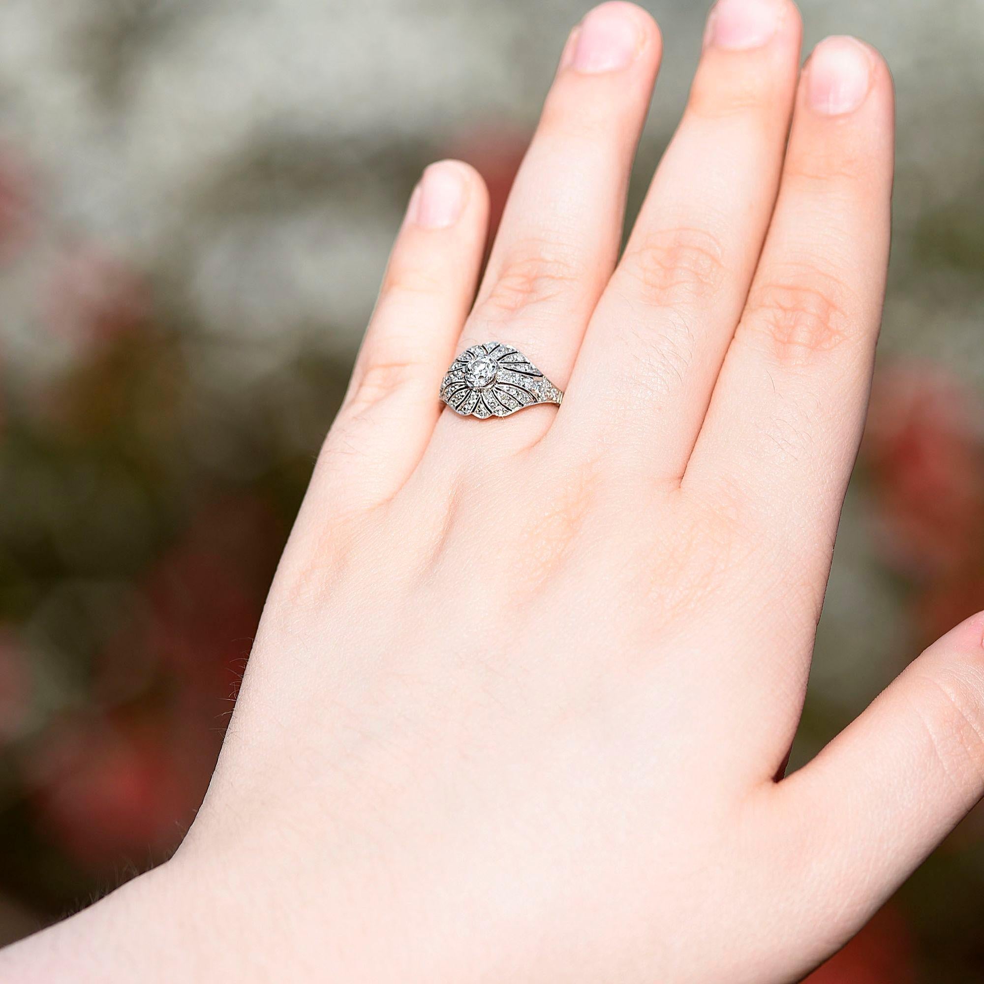 Women's Diamond Filigree Platinum Ring For Sale