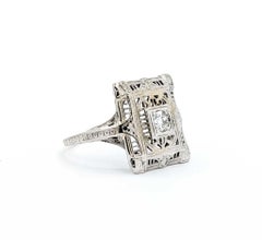 Diamond Filigree Ring in 18k White Gold