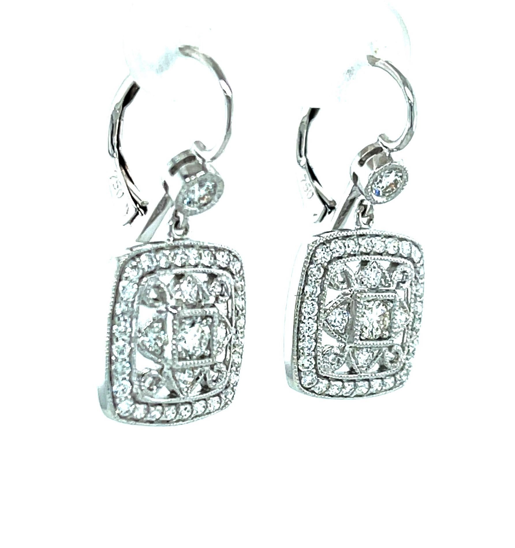 sparkling round & square drop earrings