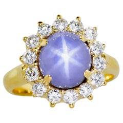 Diamond, fine natural Star Sapphire and 18K Ring
