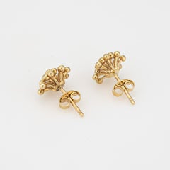 Diamond Fireworks Earrings Vintage 14k Yellow Gold Studs Estate Fine Jewelry
