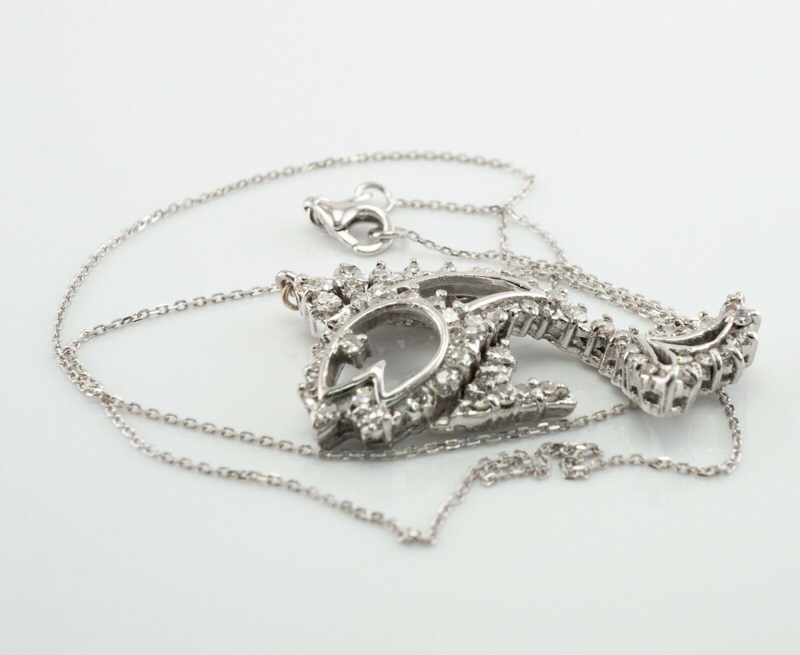Diamond Fish Pendant Necklace 14K White Gold 2.04 TDW  For Sale 5