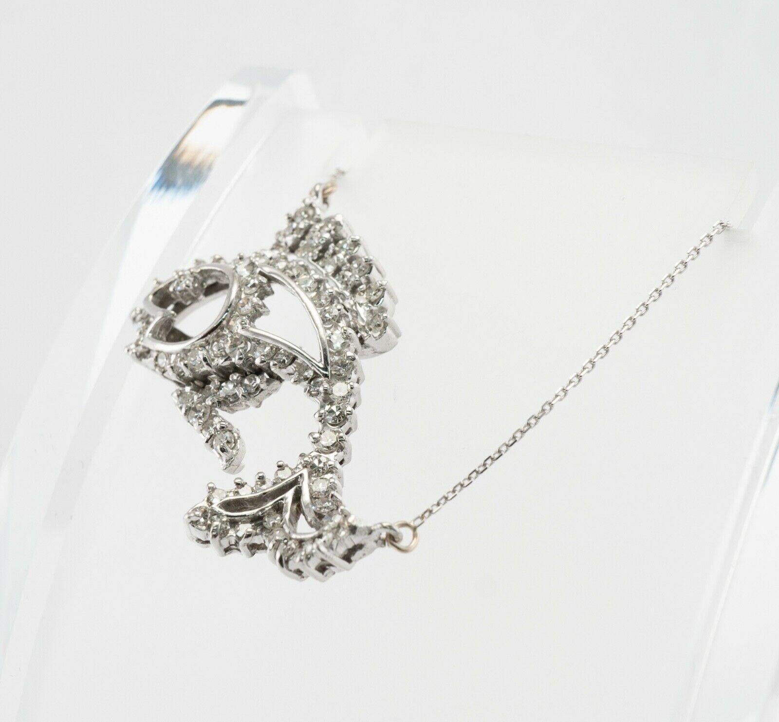 Diamond Fish Pendant Necklace 14K White Gold 2.04 TDW in vendita 3
