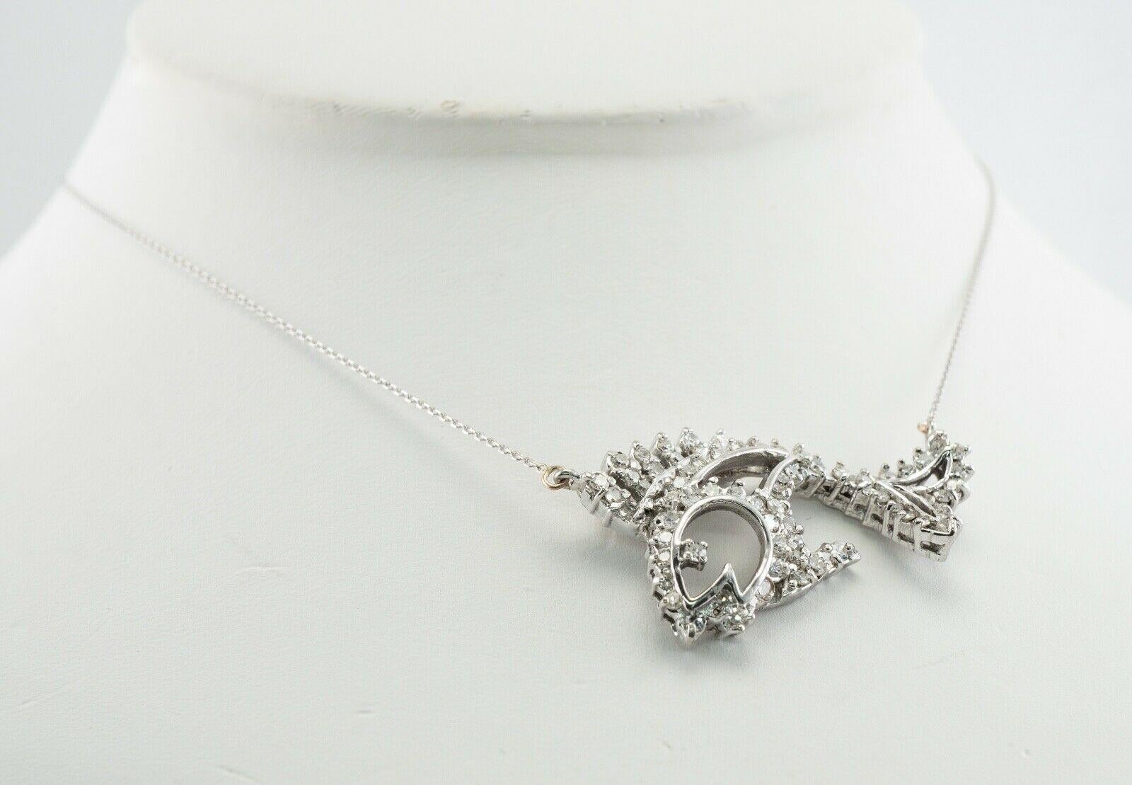 Diamond Fish Pendant Necklace 14K White Gold 2.04 TDW in vendita 4