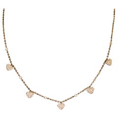 Diamond Five Heart Pave' Necklace in Rose Gold