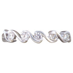 Diamond Five stone Wave Ring in White Gold