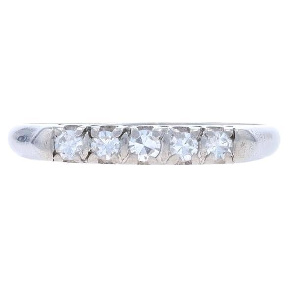 Diamond Five-Stone Wedding Band - 950 Single .15ctw Ring For Sale