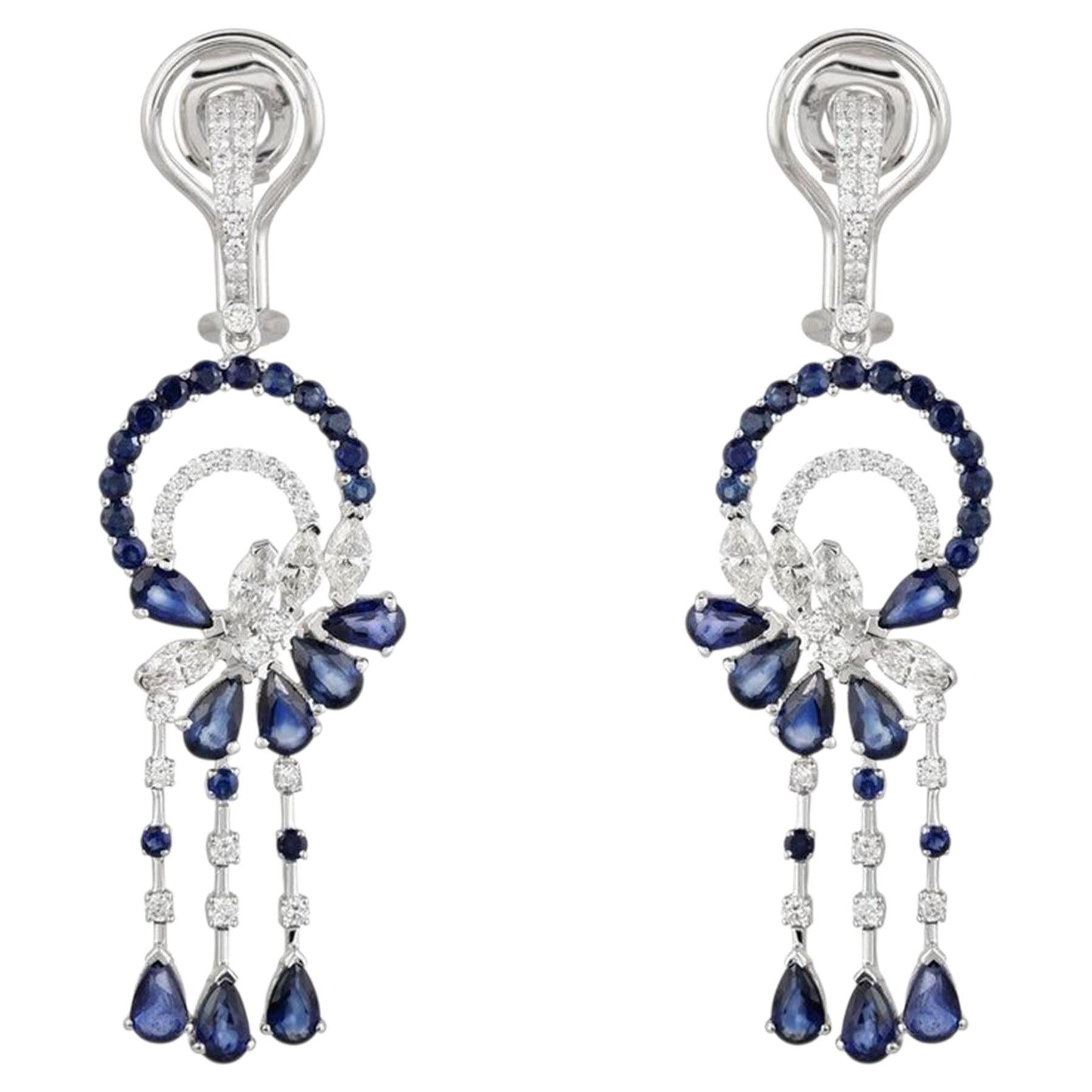 0.70ct Diamond Flare 14K White Gold Radiant Drop Earrings For Sale