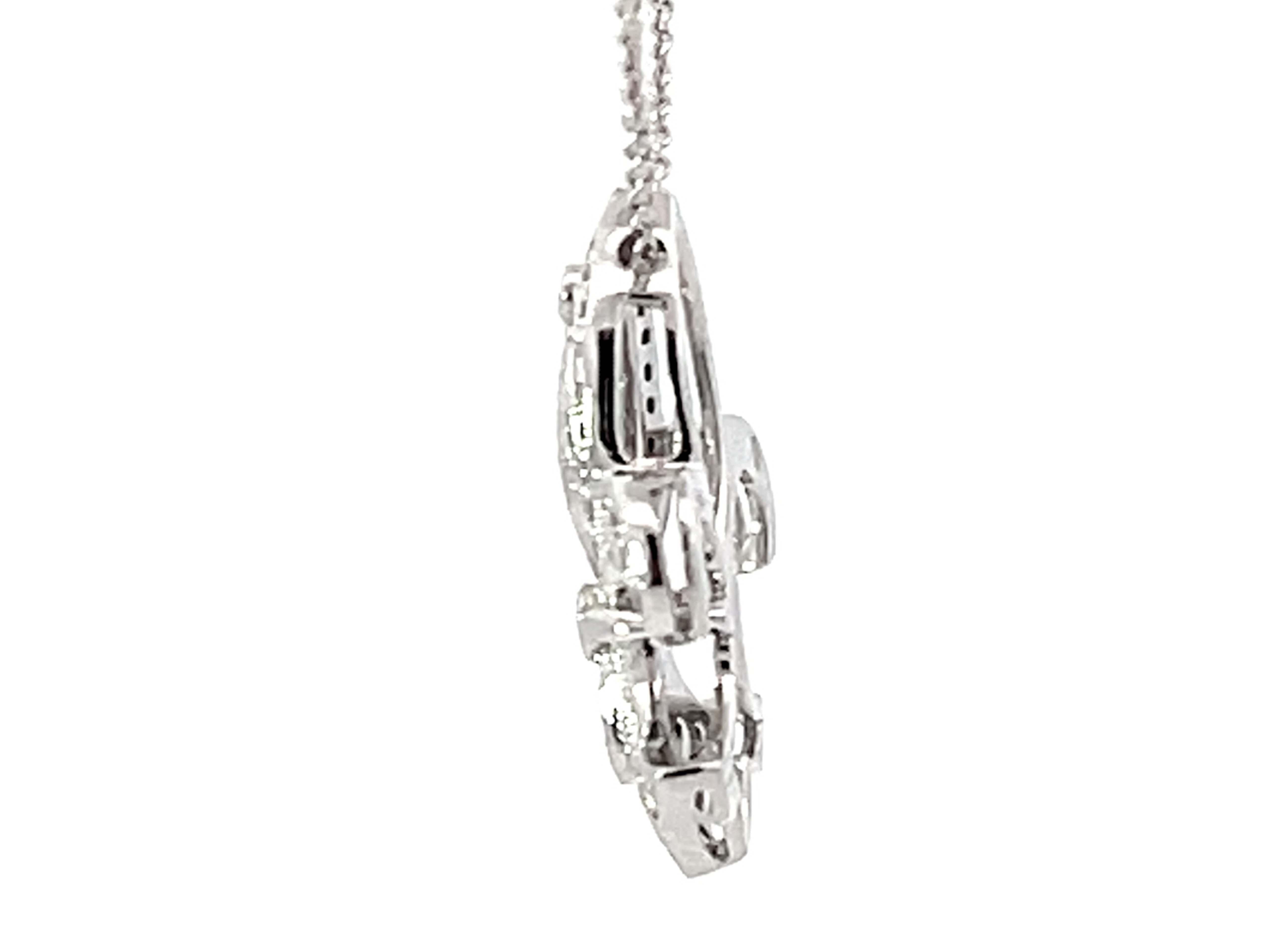 Women's Diamond Fleur De Lis Beverley K Necklace Solid White Gold For Sale