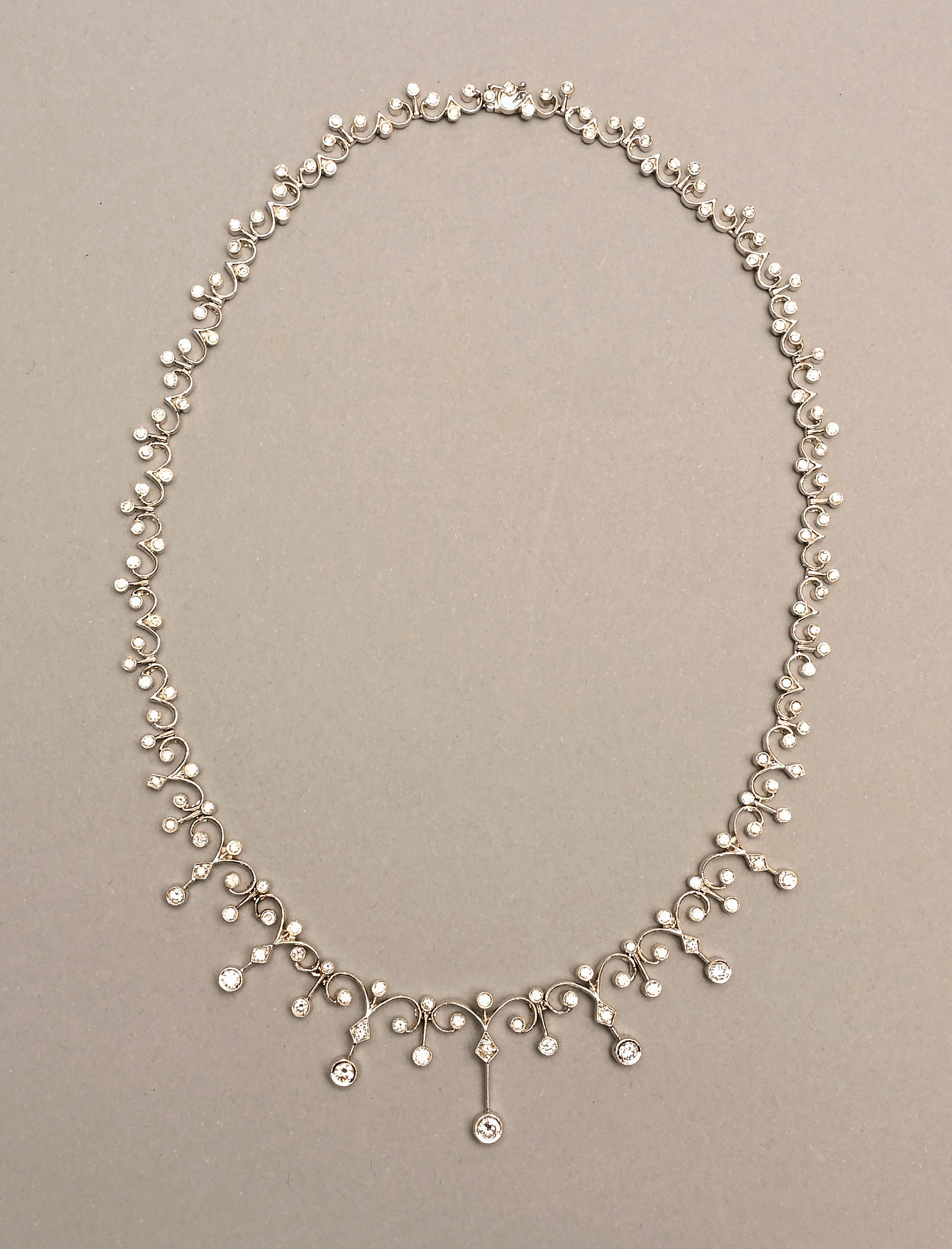 Brilliant Cut Diamond Fleur De Lis Necklace For Sale