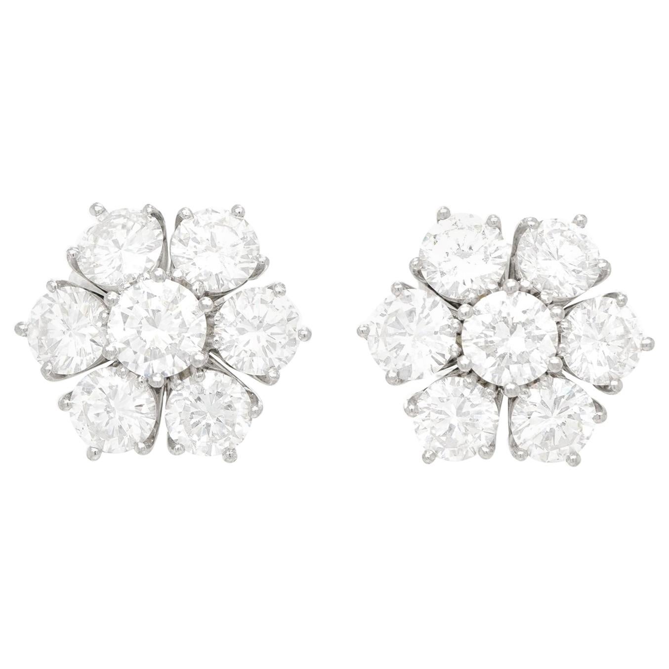 Diamond Fleurette White Gold Earrings 7.0 Carat