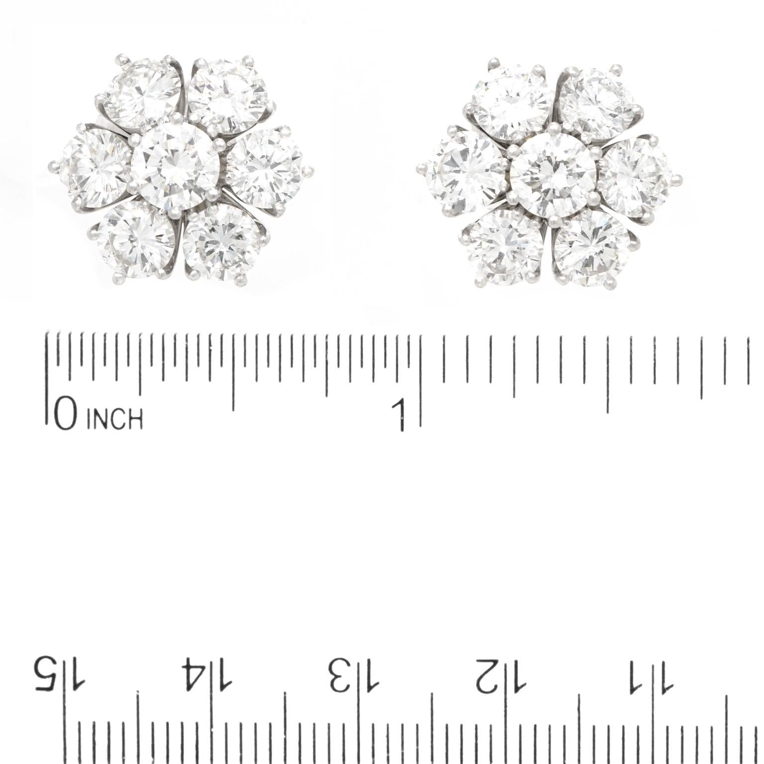 Diamond Fleurette White Gold Earrings 7.0 Carat 2