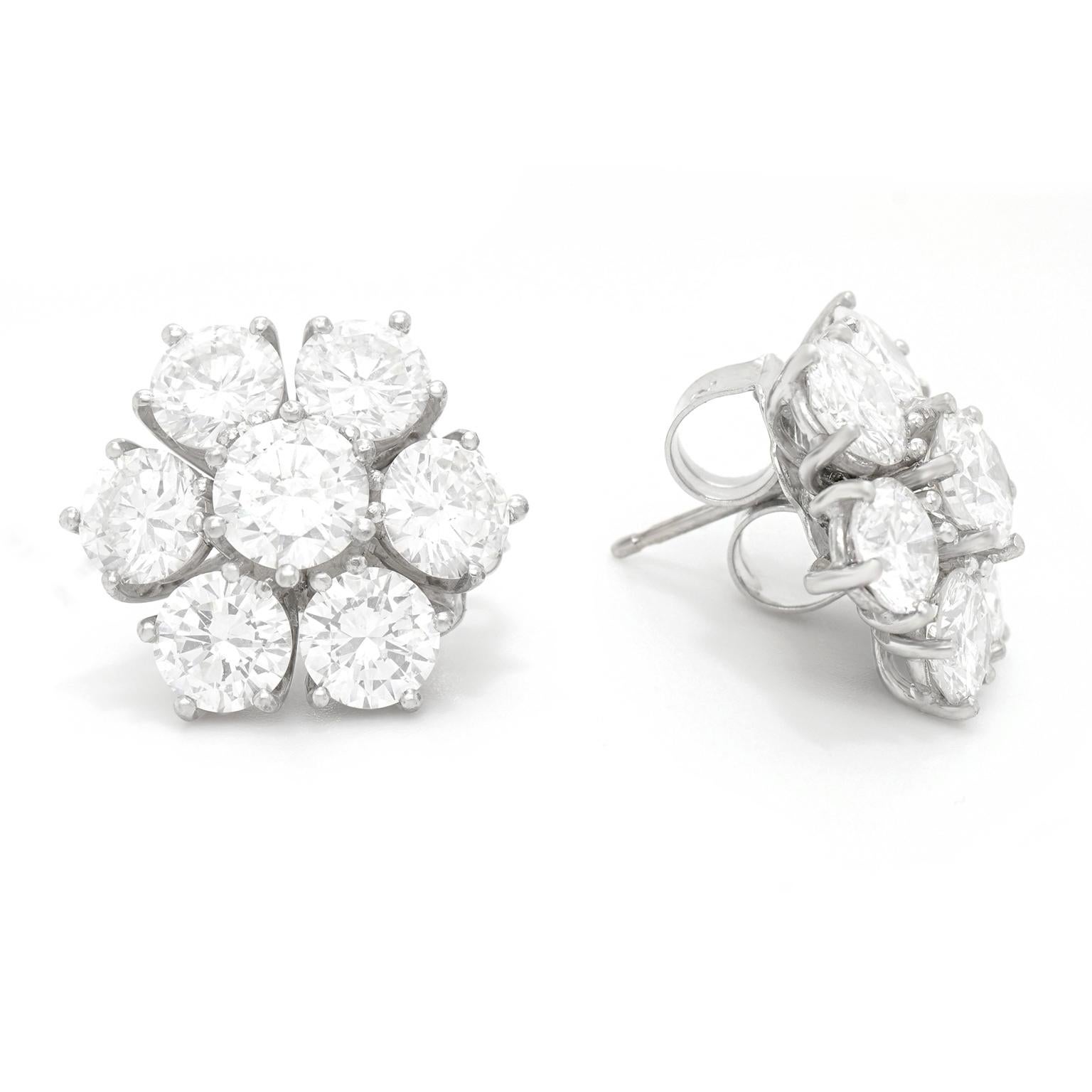 Diamond Fleurette White Gold Earrings 7.0 Carat 3