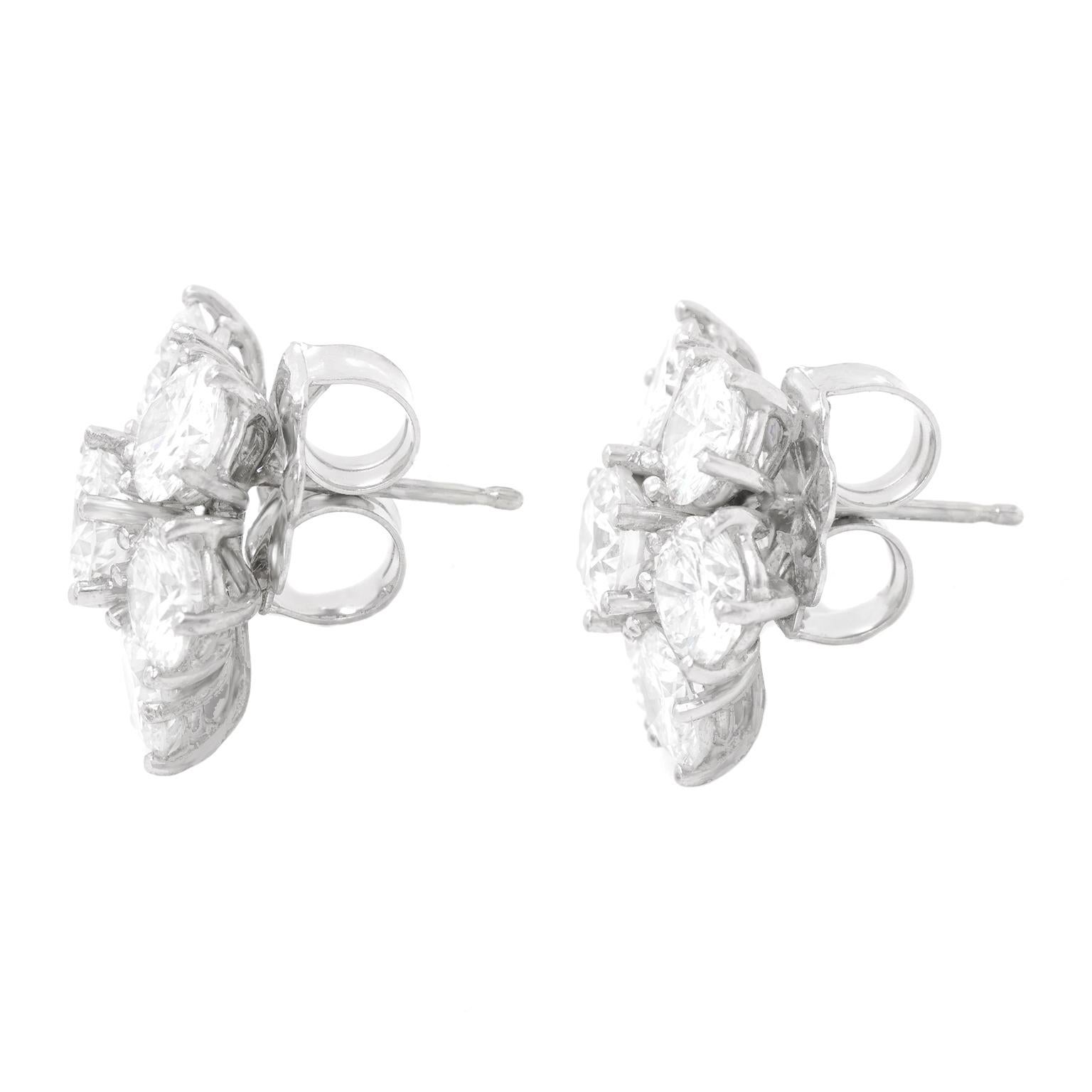 Diamond Fleurette White Gold Earrings 7.0 Carat 4