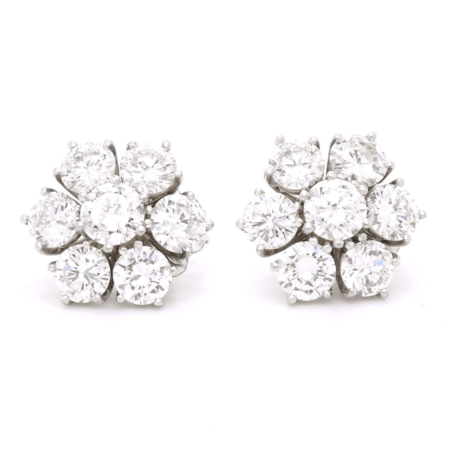 Diamond Fleurette White Gold Earrings 7.0 Carat 5