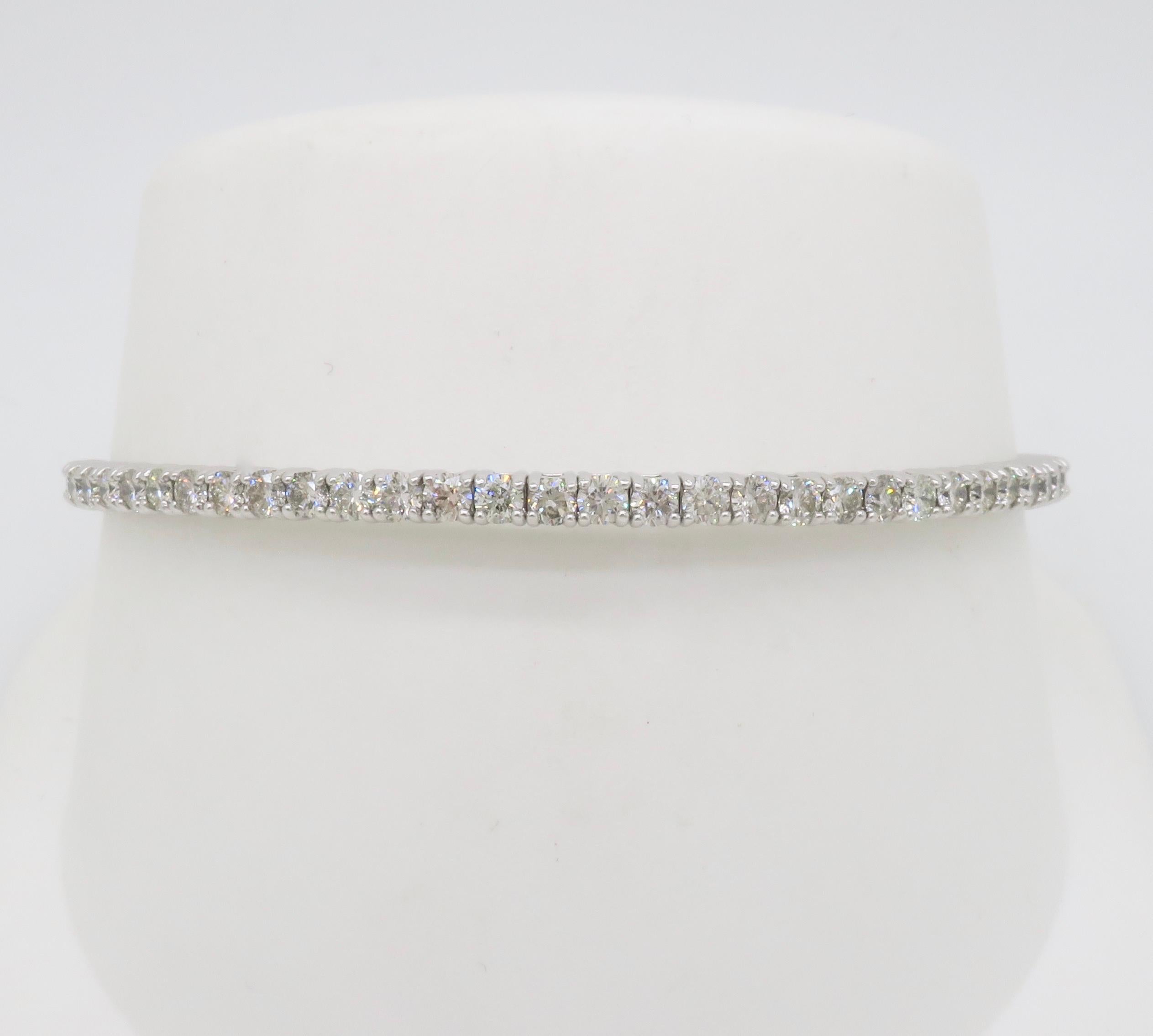 Round Cut Diamond Flex Bangle Bracelet  For Sale