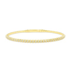 Bracelet jonc flexible en or 14 carats avec diamants