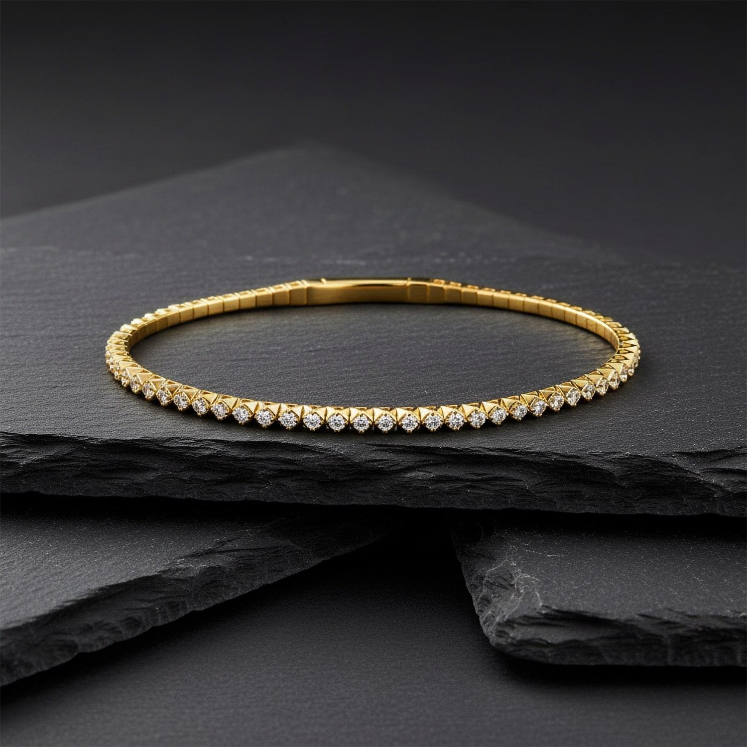 Moderne Bracelet en or 14K (ou 18k sur demande) Diamond Flexi en vente