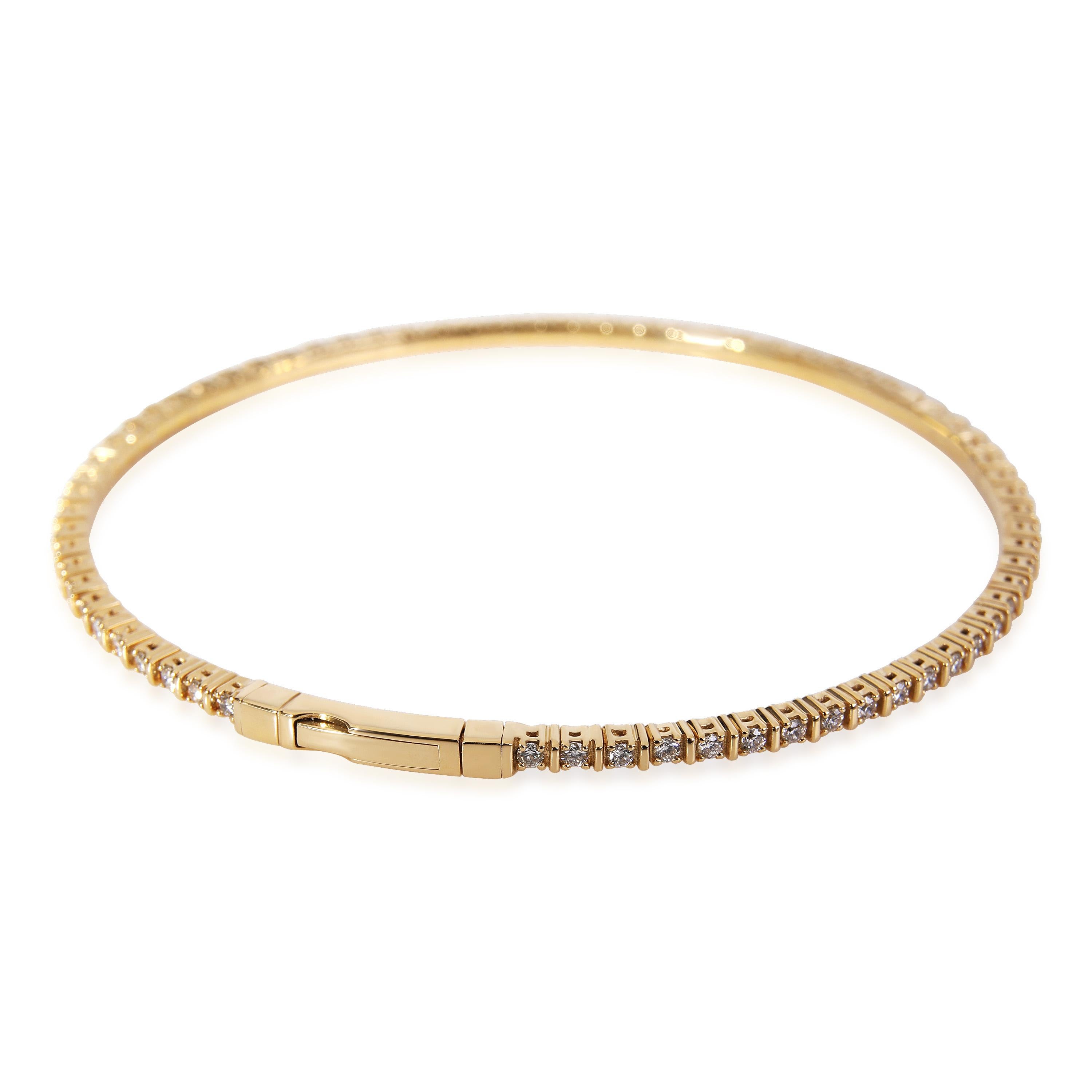 Bracelet jonc souple en or jaune 18 carats avec diamants 1 carat Excellent état - En vente à New York, NY