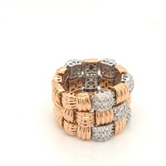 Diamond Flexible Link Ring White and Rose Gold with Box