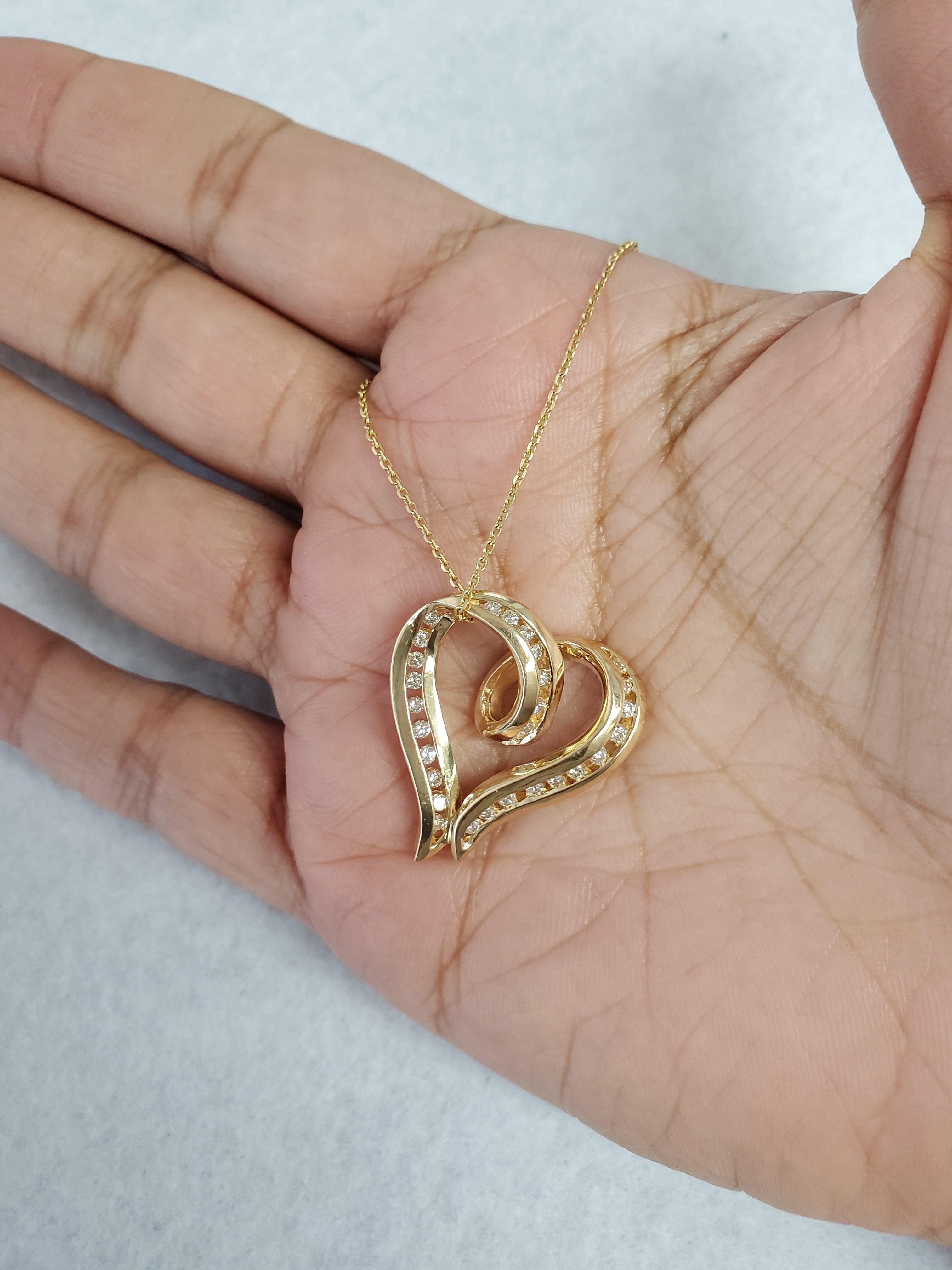 Schwebender Diamant-Herz-Anhänger .68cttw 14k Gelbgold im Zustand „Neu“ im Angebot in Sugar Land, TX