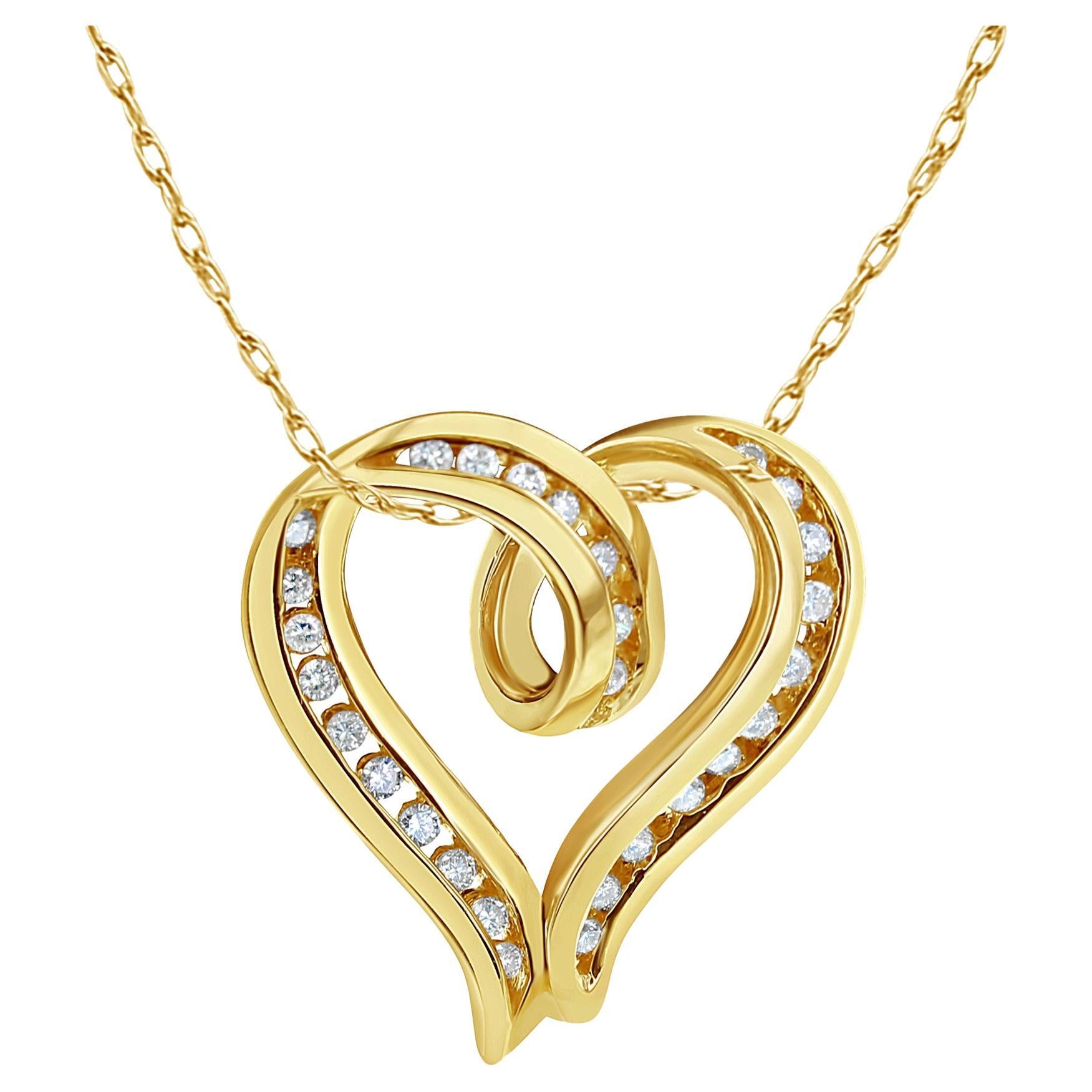 Schwebender Diamant-Herz-Anhänger .68cttw 14k Gelbgold