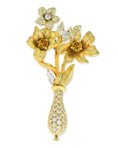 Diamond Floral Brooch By Henry Dunay