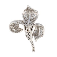 Broche Floral de Diamantes en Platino