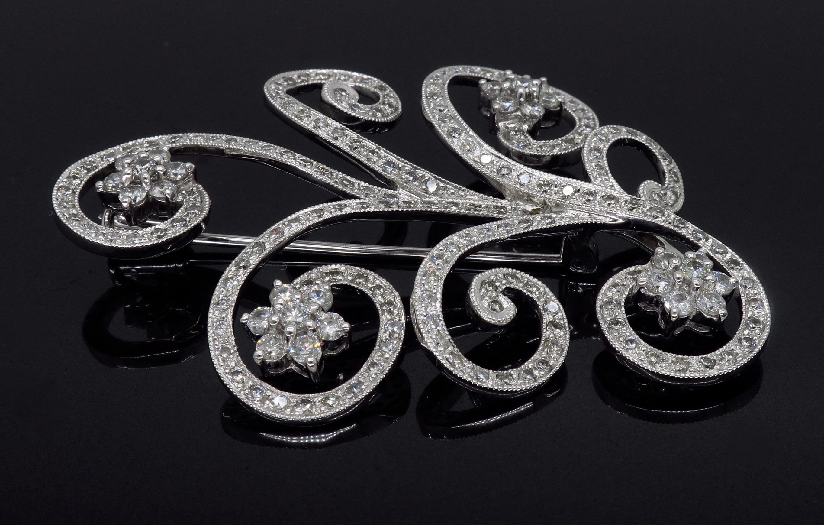 Diamond Floral Brooch and Pendant 2