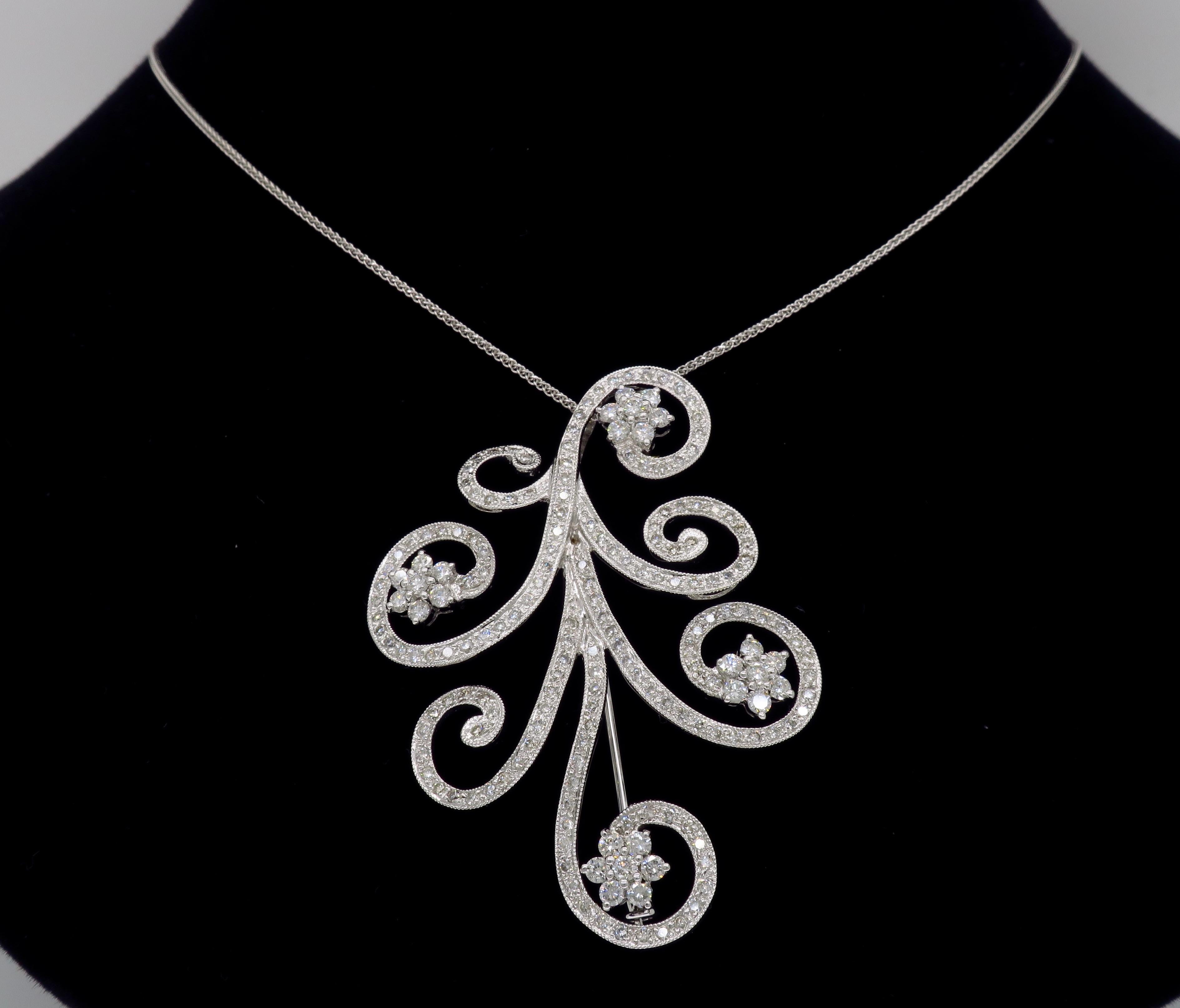 Diamond Floral Brooch and Pendant 6
