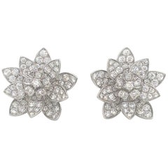 Large Diamond Cluster Flower Earrings 18 Karat White Gold  3.87 Carat