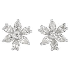 Diamond Floral Earrings, 3.95 Carats