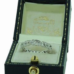 Diamond Floral Eternity Wedding Band Ring 18 Karat White Gold