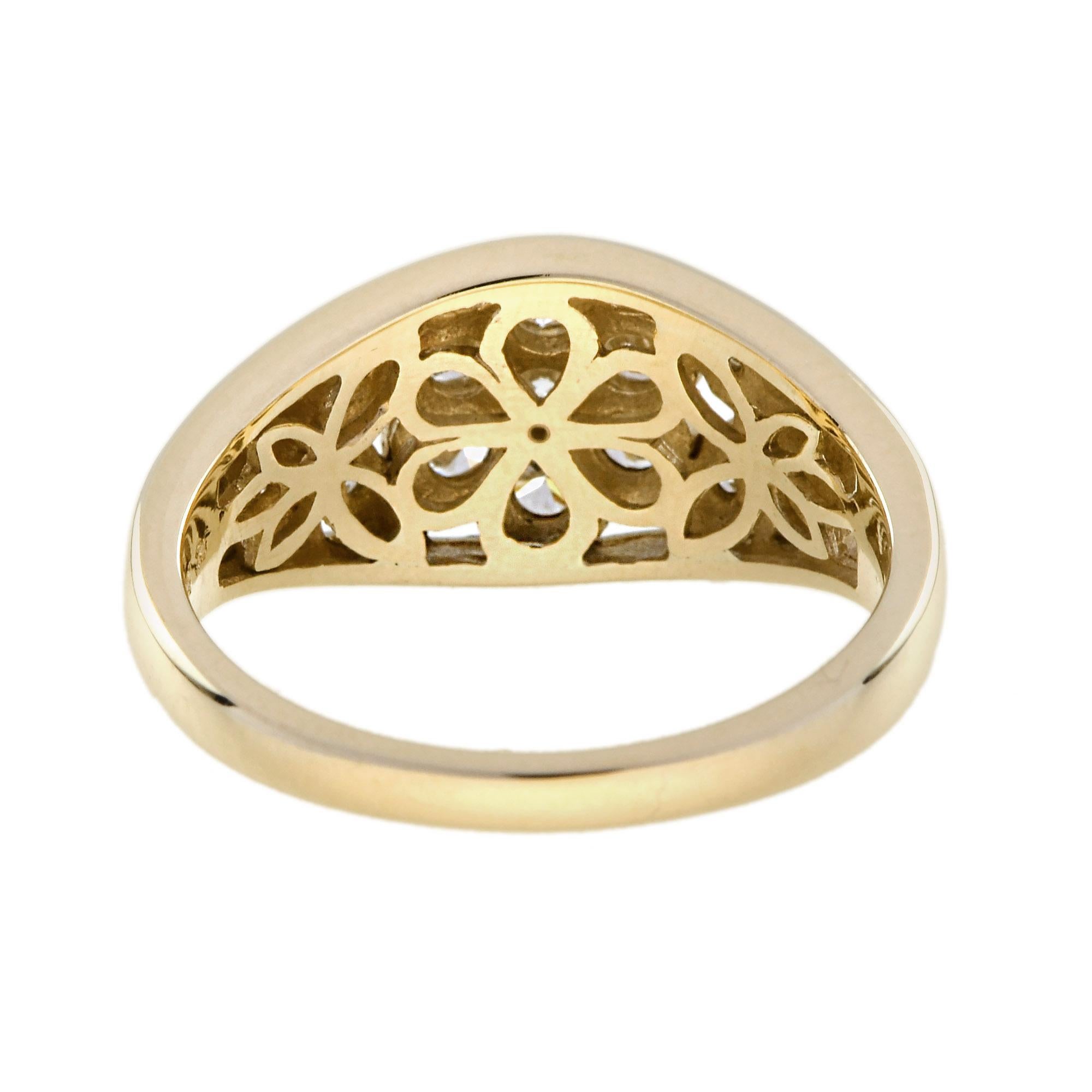 Anillo Amarillo Blanco 14K Estilo Eduardiano Floral Diamante en Nuevo estado para la venta en Oakton, VA