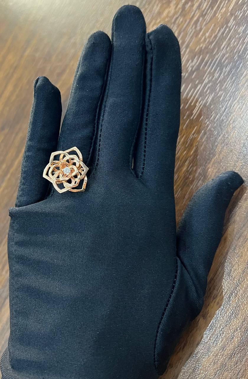 Diamond Floral Flower Lotus Petal Rose 14K Rose Gold Statement Cocktail Ring For Sale 4