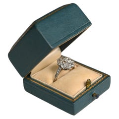 Elongated Cluster Ring. 0.60ct Cushion Cut Floral Engagement Ring Platinum I VS