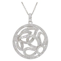 Diamond Floral Medallion Style Pendant Necklace