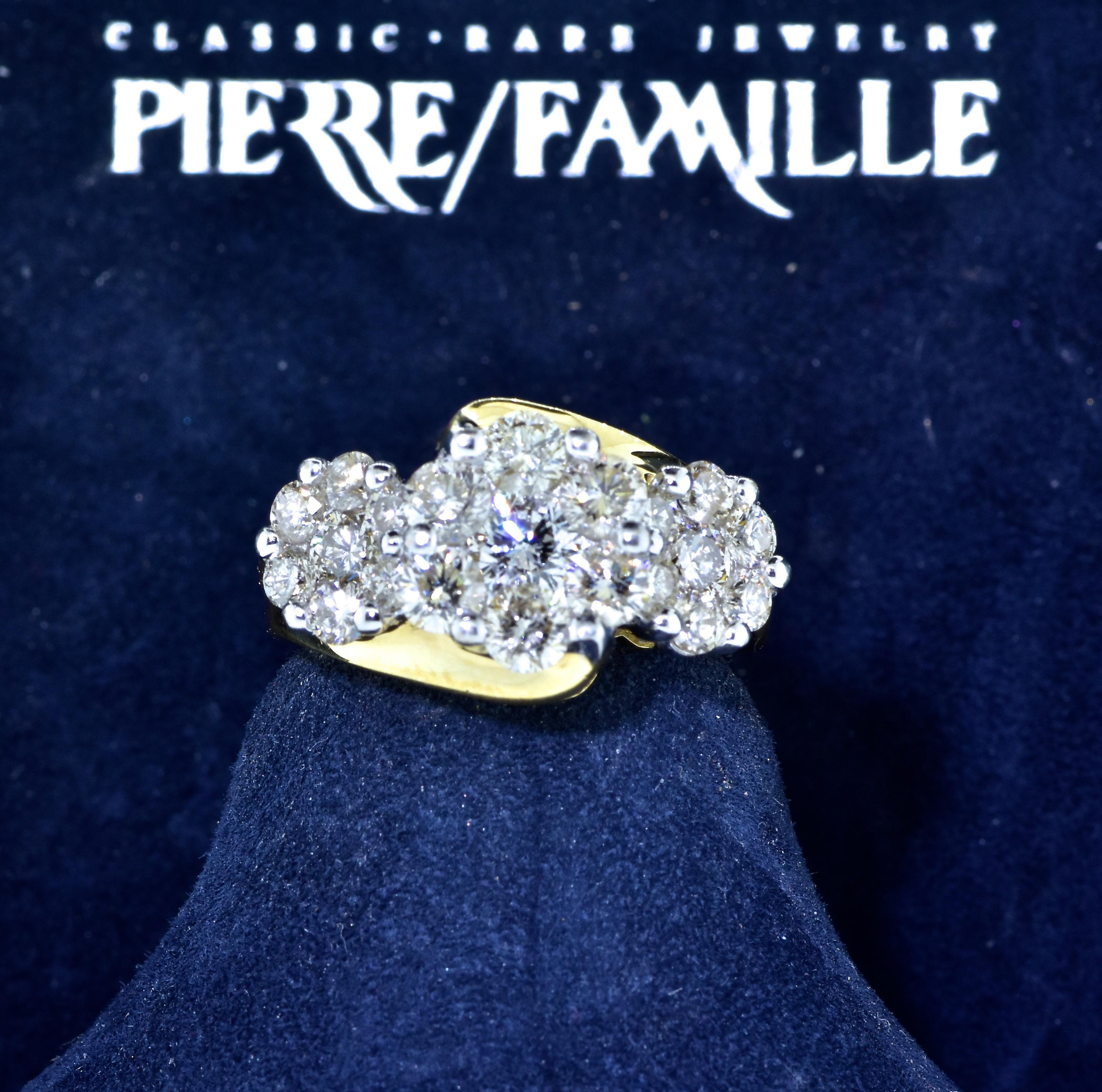 Contemporary Diamond Floral Motif Ring