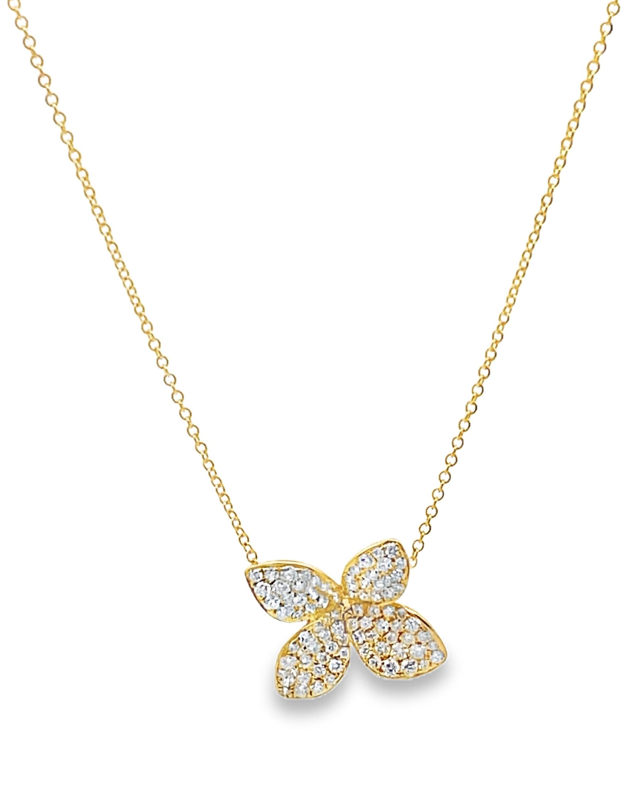 Diamant-Blumen-Halskette aus 18K Gelbgold (Zeitgenössisch) im Angebot