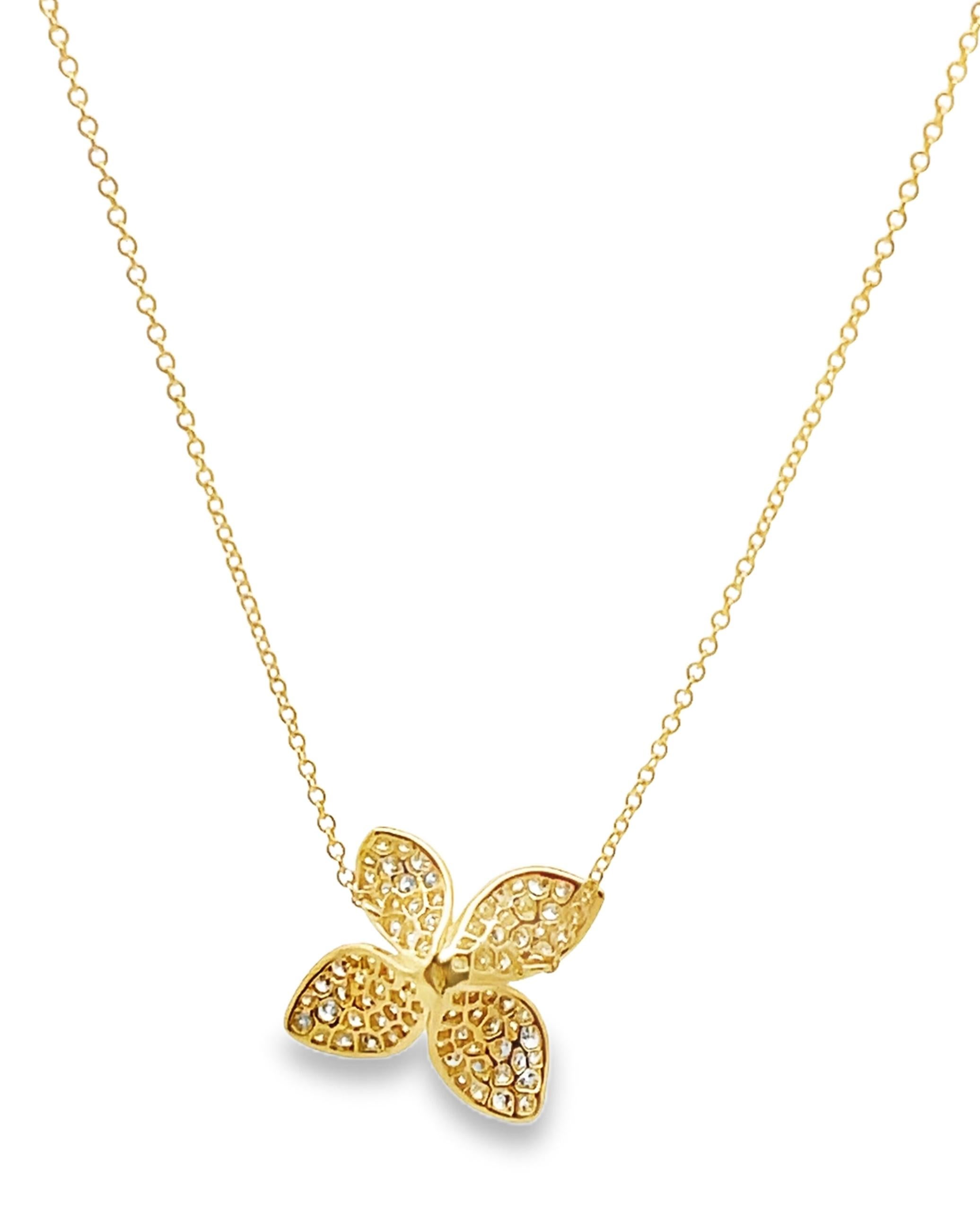Diamant-Blumen-Halskette aus 18K Gelbgold im Zustand „Neu“ im Angebot in Old Tappan, NJ