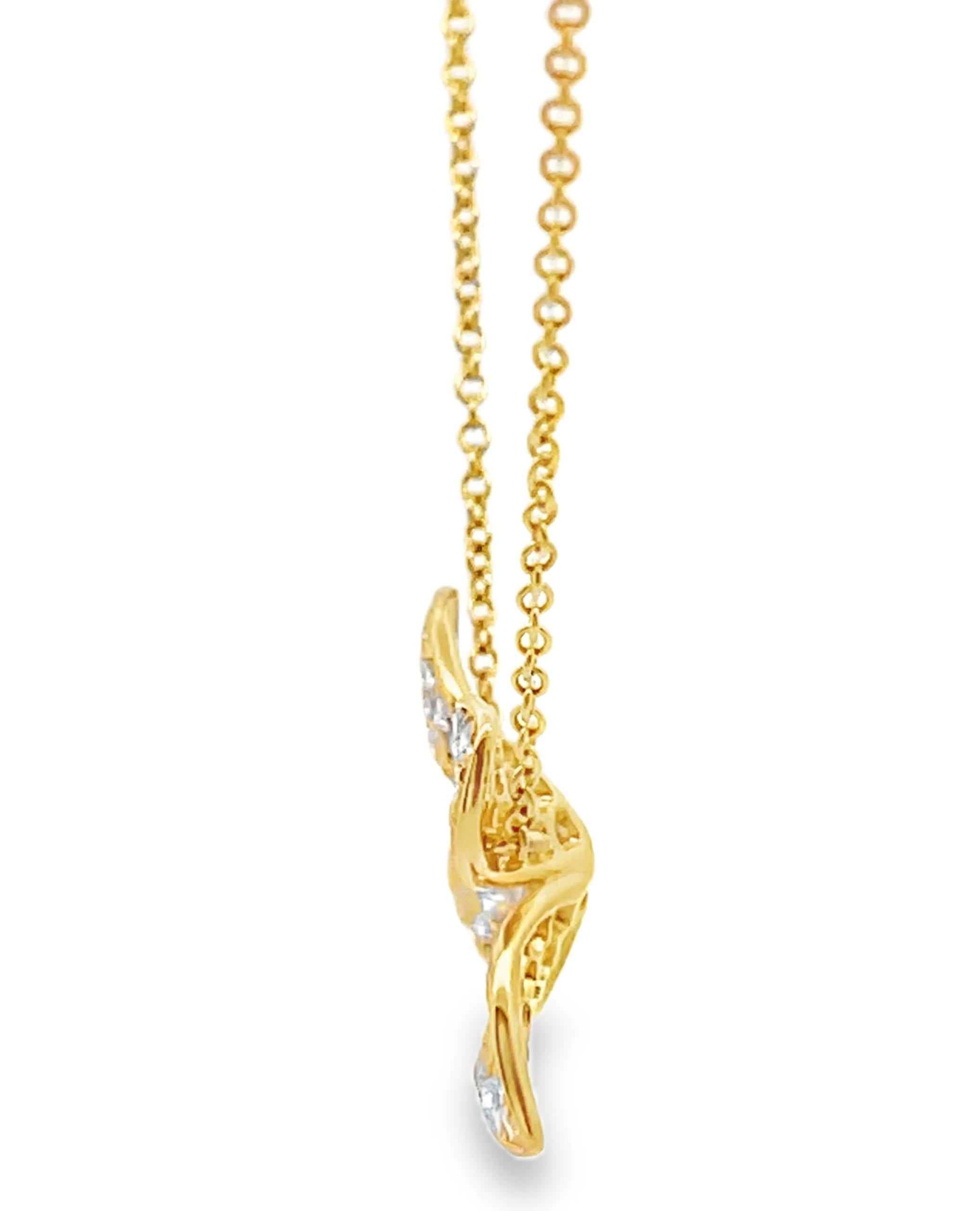 Diamant-Blumen-Halskette aus 18K Gelbgold Damen im Angebot