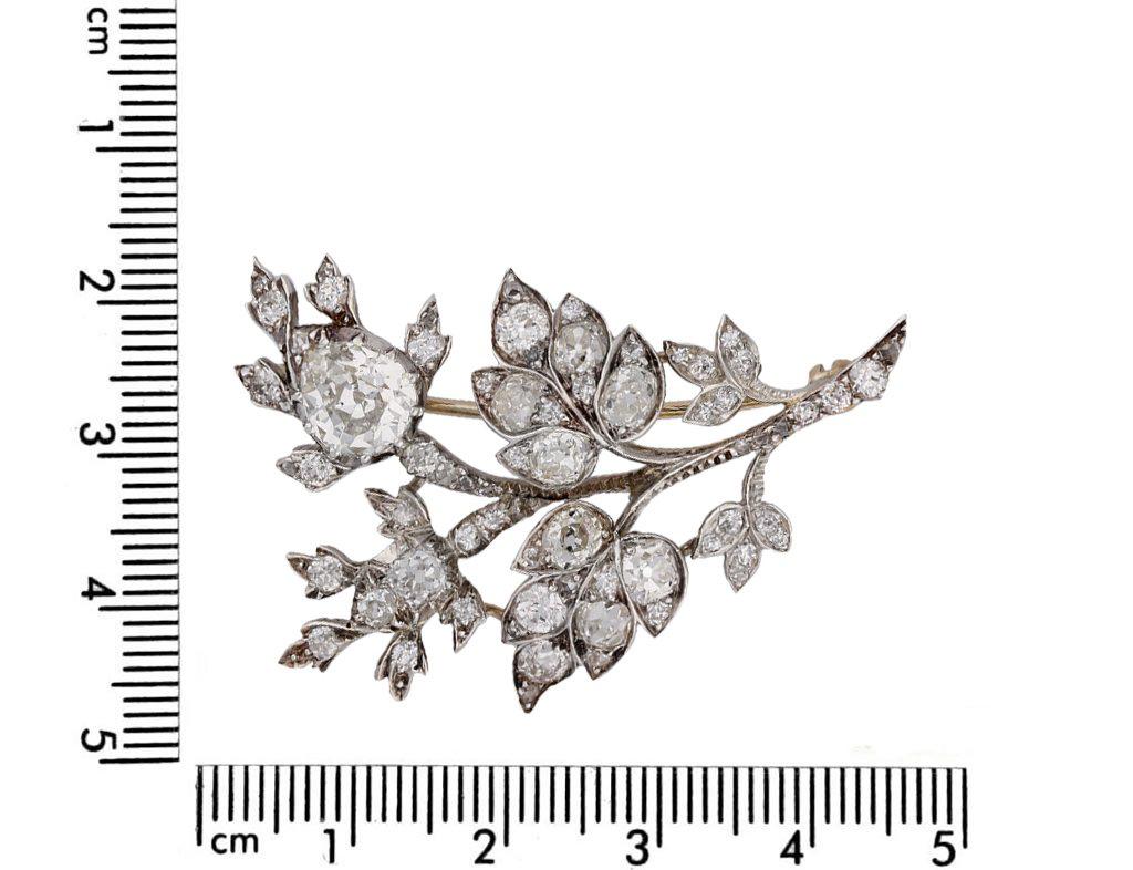 Victorian Diamond floral spray brooch, circa 1850.  For Sale