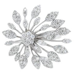 Diamond Floral Spray Cocktail Ring 1,33ct in 14K Weißgold Größe 7