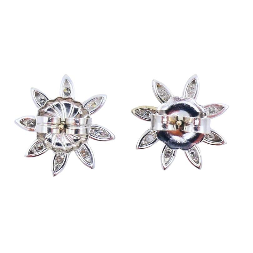 Orecchini con diamanti floreali in oro 14k Estate Jewelry in vendita 1