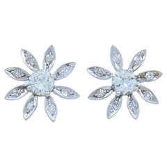 Orecchini con diamanti floreali in oro 14k Estate Jewelry