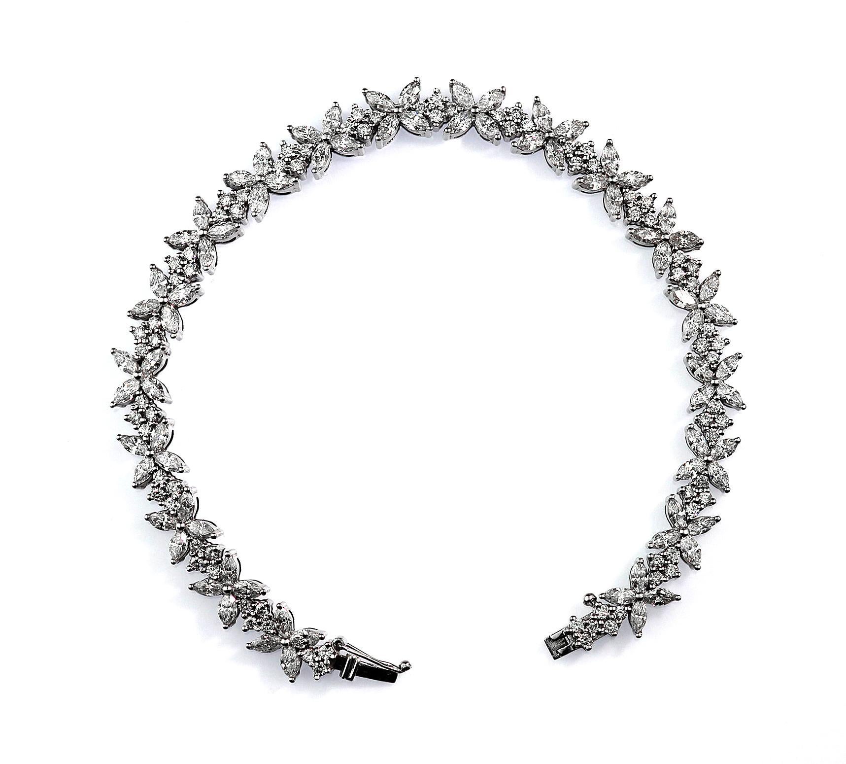 Modern Diamond Tiffany Victoria Style Alternating Bracelet in 18-K White Gold